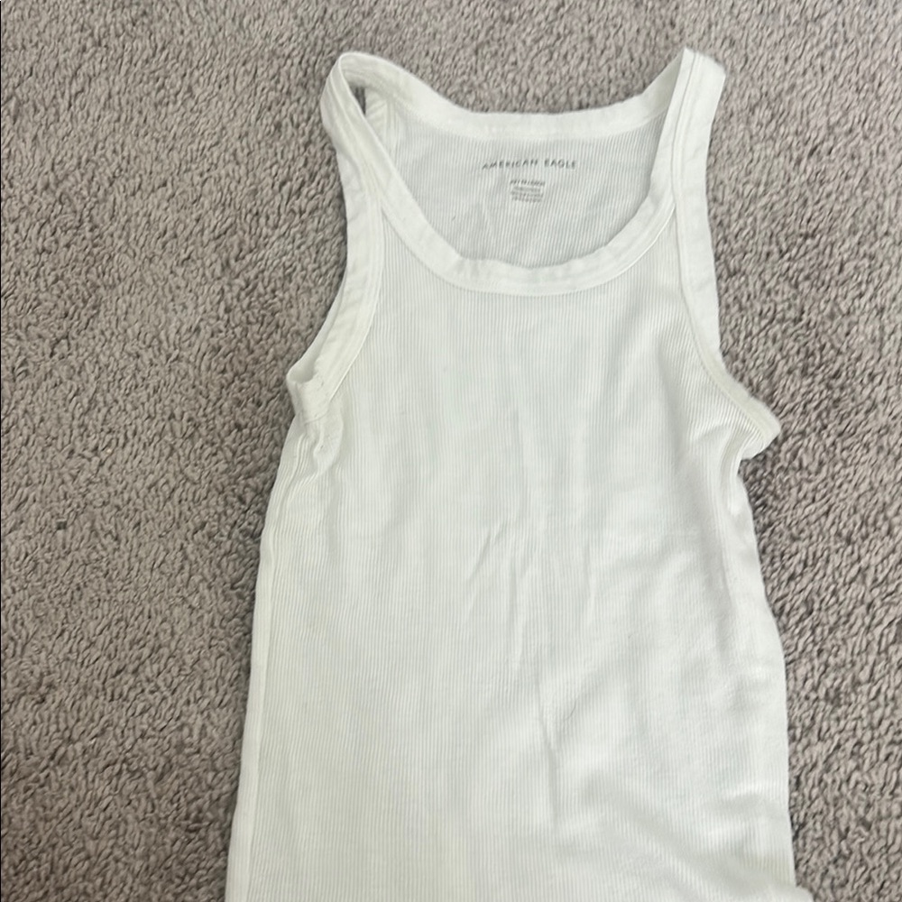 American Eagle Ribbed White Tee
